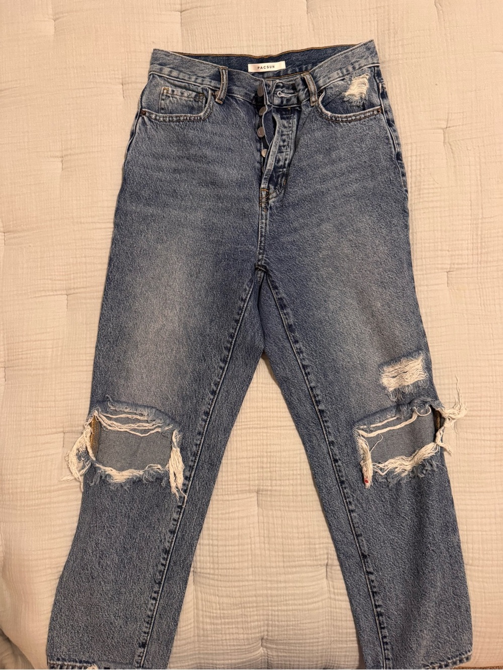 PacSun Women's High Rise Straight Jeans - Medium blue
